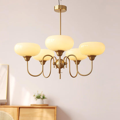 Creamy Persimmon Chandelier - Elegant Design with Adjustable Height &