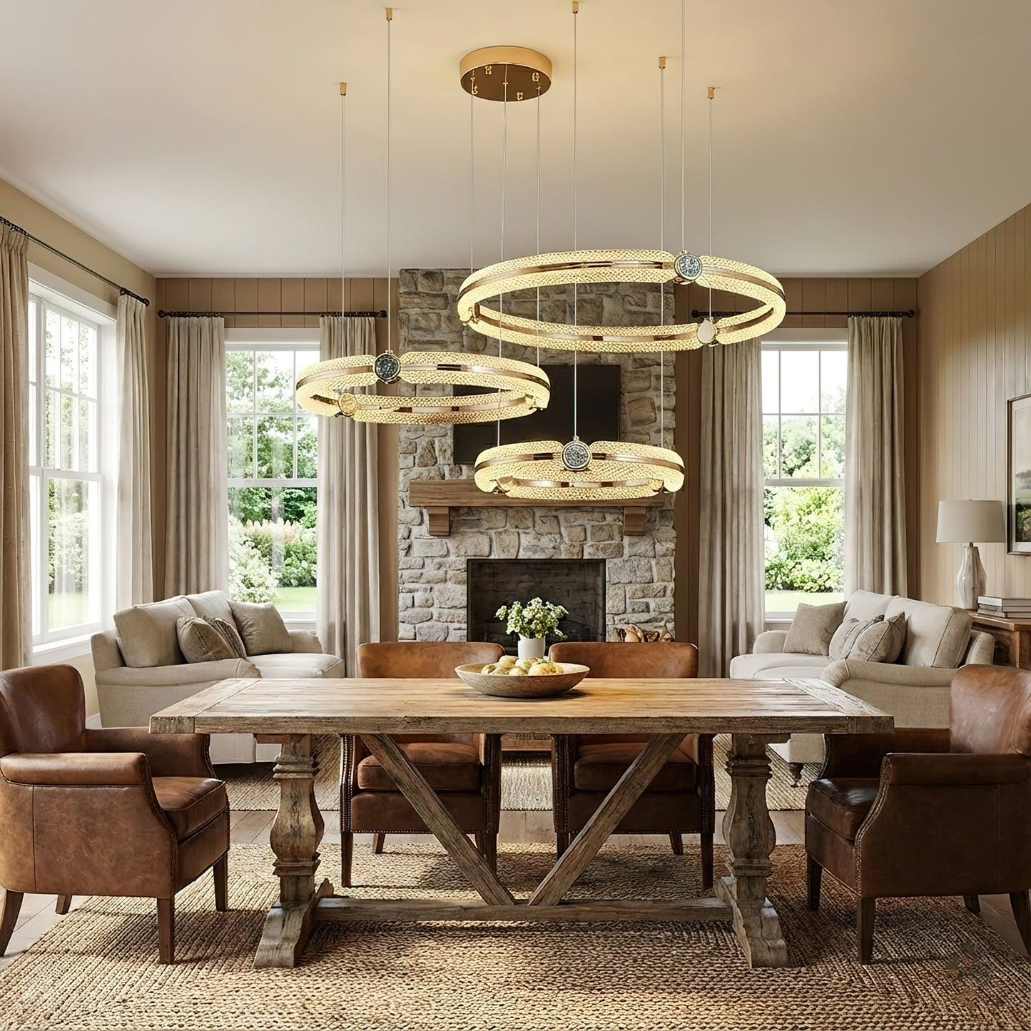 Modern Creative Ring Chandelier - Adjustable Brightness & Elegant Desi