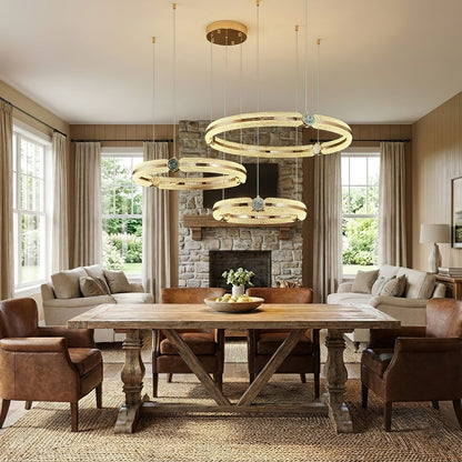 Modern Creative Ring Chandelier - Adjustable Brightness & Elegant Desi