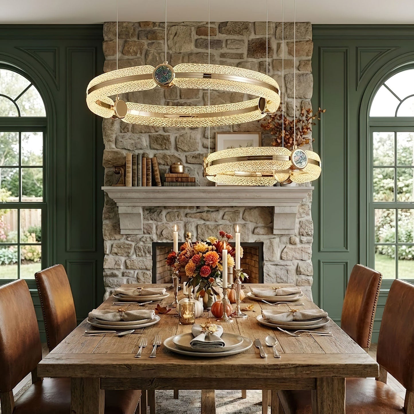Modern Creative Ring Chandelier - Adjustable Brightness & Elegant Desi