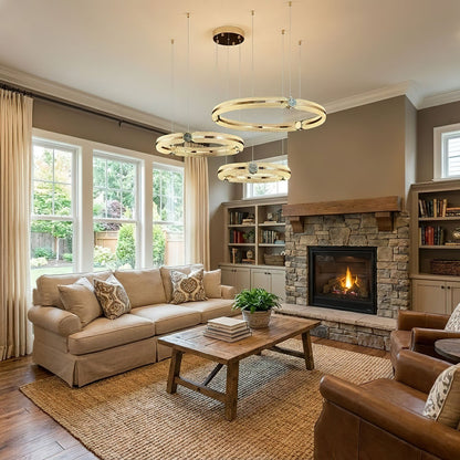 Modern Creative Ring Chandelier - Adjustable Brightness & Elegant Desi