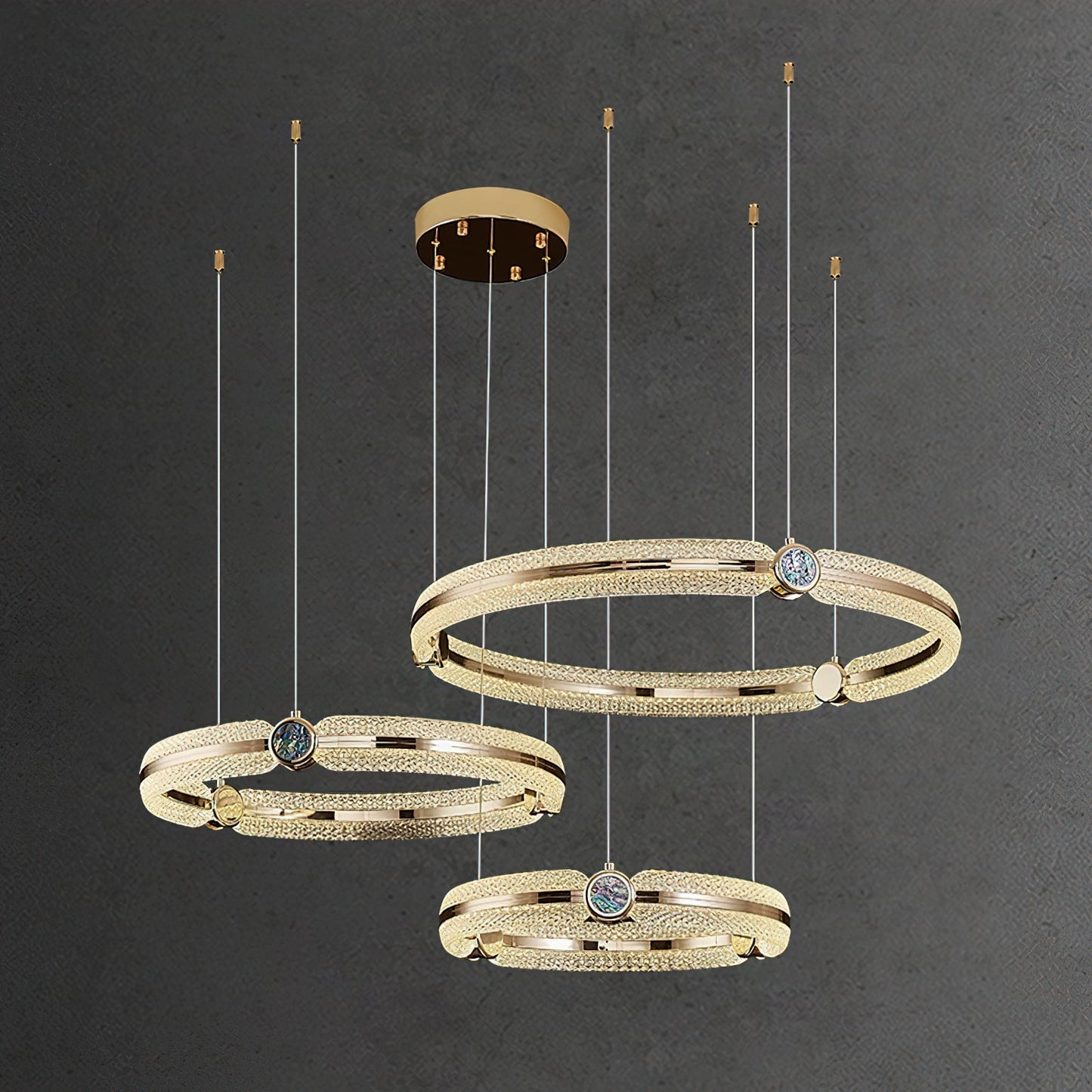 Modern Creative Ring Chandelier - Adjustable Brightness & Elegant Desi