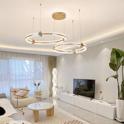 Modern Creative Ring Chandelier - Adjustable Brightness & Elegant Desi