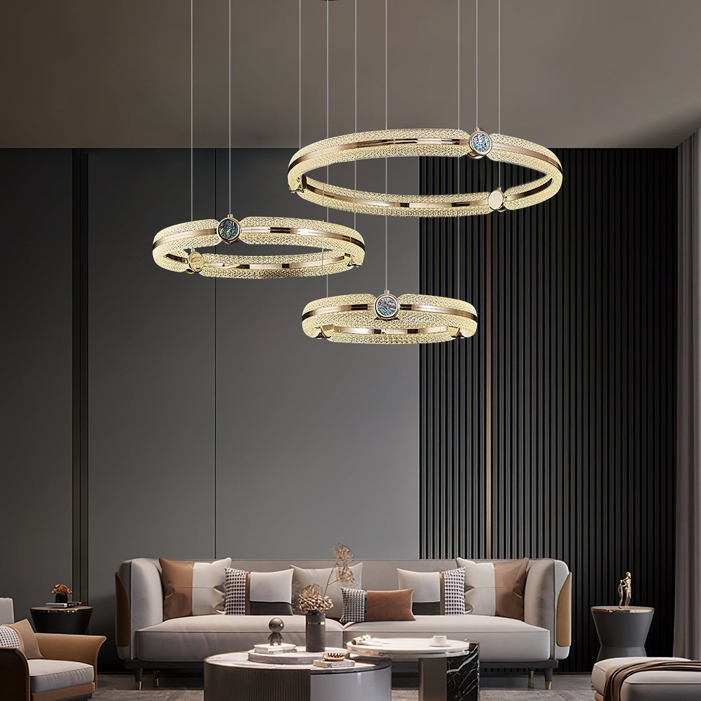 Modern Creative Ring Chandelier - Adjustable Brightness & Elegant Desi