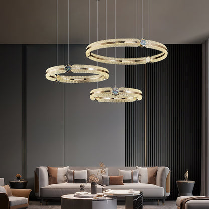Modern Creative Ring Chandelier - Adjustable Brightness & Elegant Desi