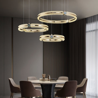 Modern Creative Ring Chandelier - Adjustable Brightness & Elegant Desi