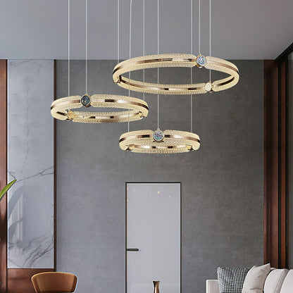 Modern Creative Ring Chandelier - Adjustable Brightness & Elegant Desi