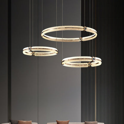 Modern Creative Ring Chandelier - Adjustable Brightness & Elegant Desi