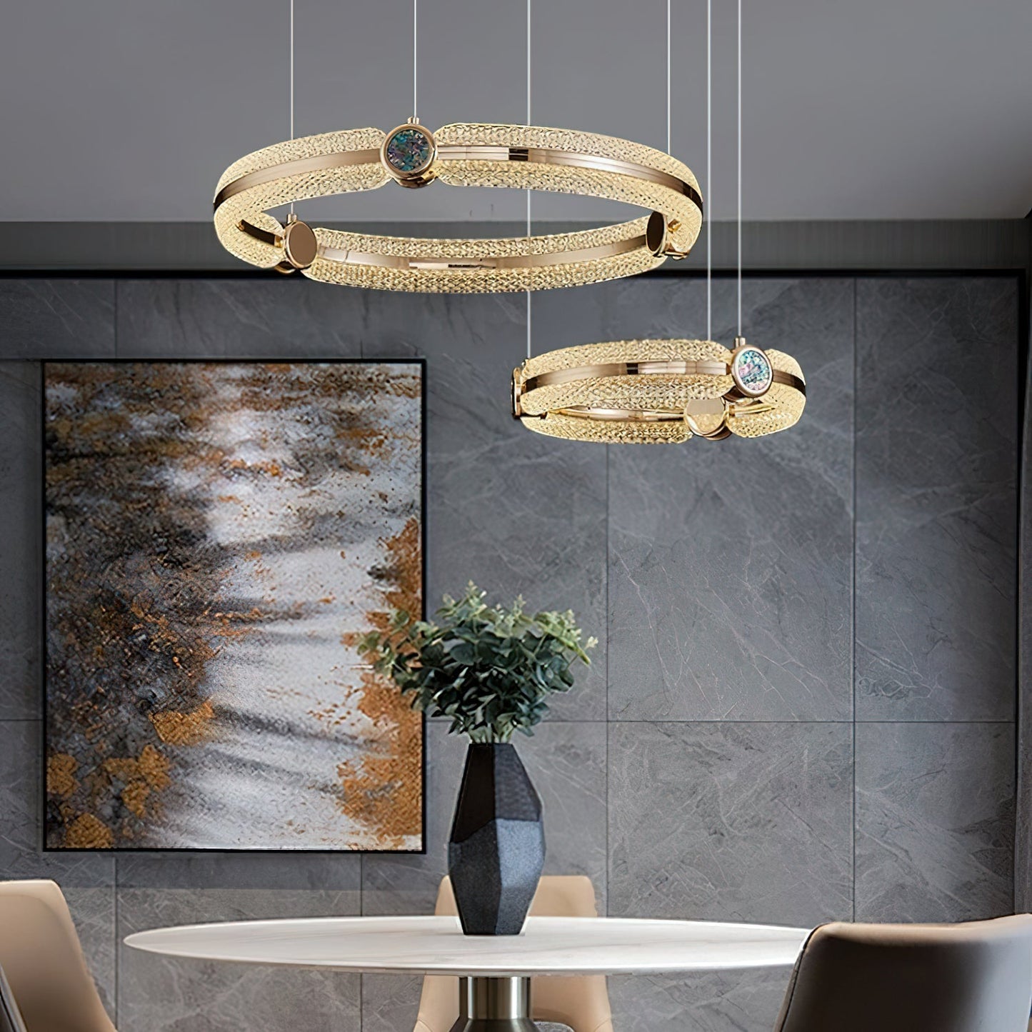 Modern Creative Ring Chandelier - Adjustable Brightness & Elegant Desi