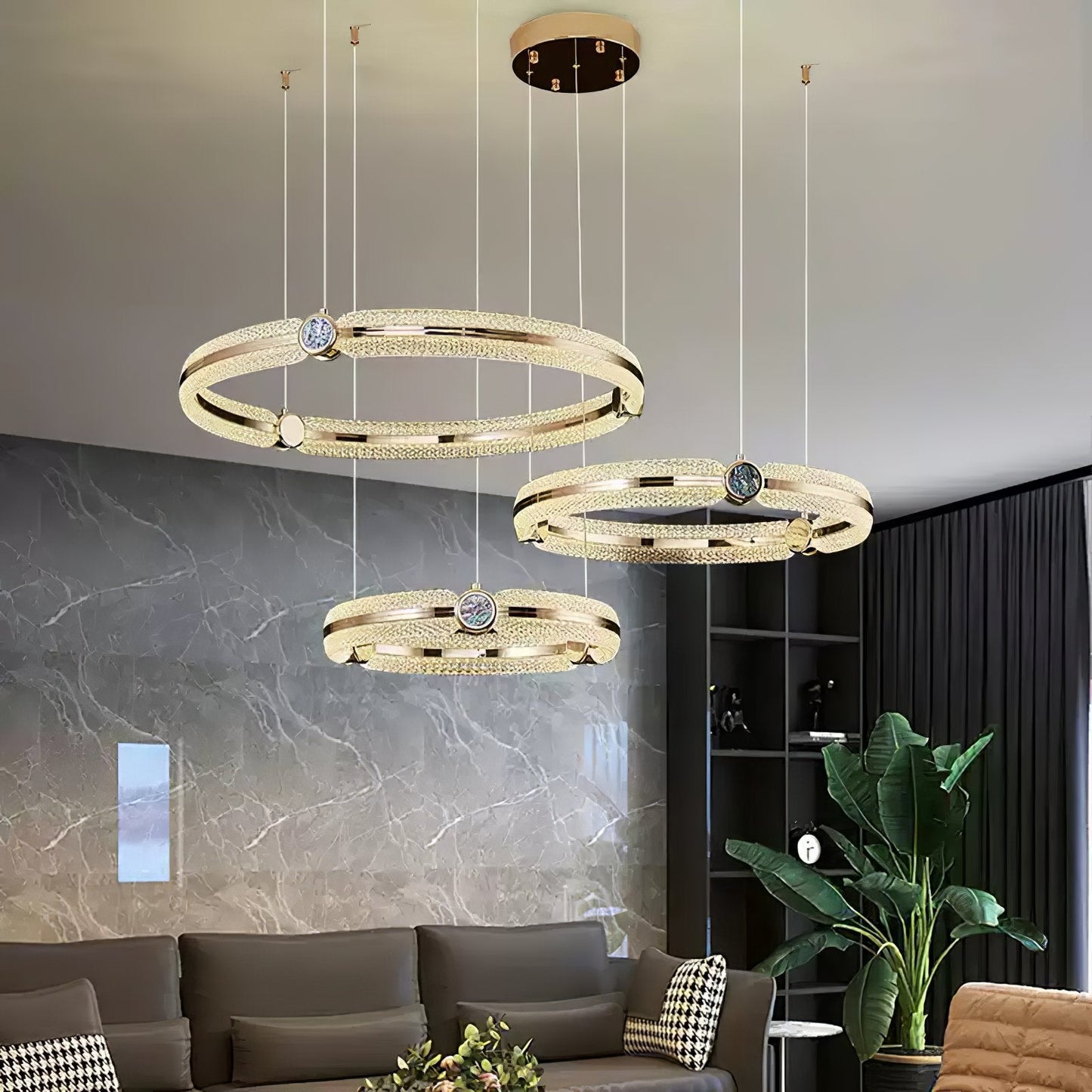 Modern Creative Ring Chandelier - Adjustable Brightness & Elegant Desi