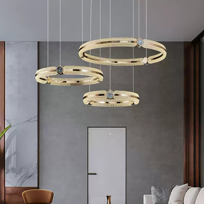 Modern Creative Ring Chandelier - Adjustable Brightness & Elegant Desi
