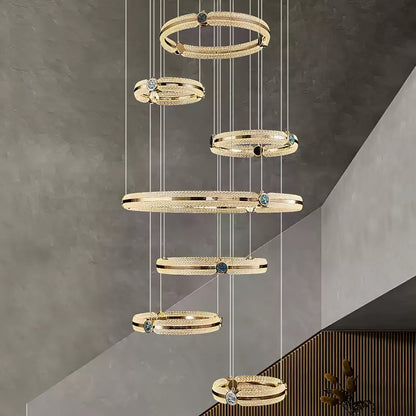 Modern Creative Ring Chandelier - Adjustable Brightness & Elegant Desi
