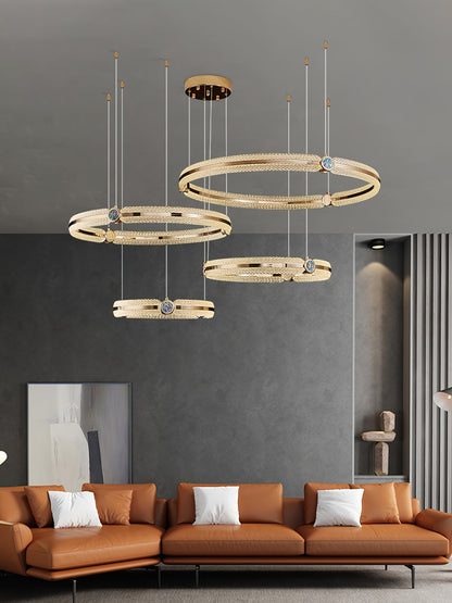 Modern Creative Ring Chandelier - Adjustable Brightness & Elegant Desi