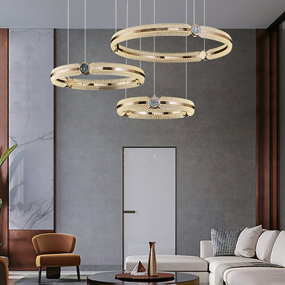 Modern Creative Ring Chandelier - Adjustable Brightness & Elegant Desi