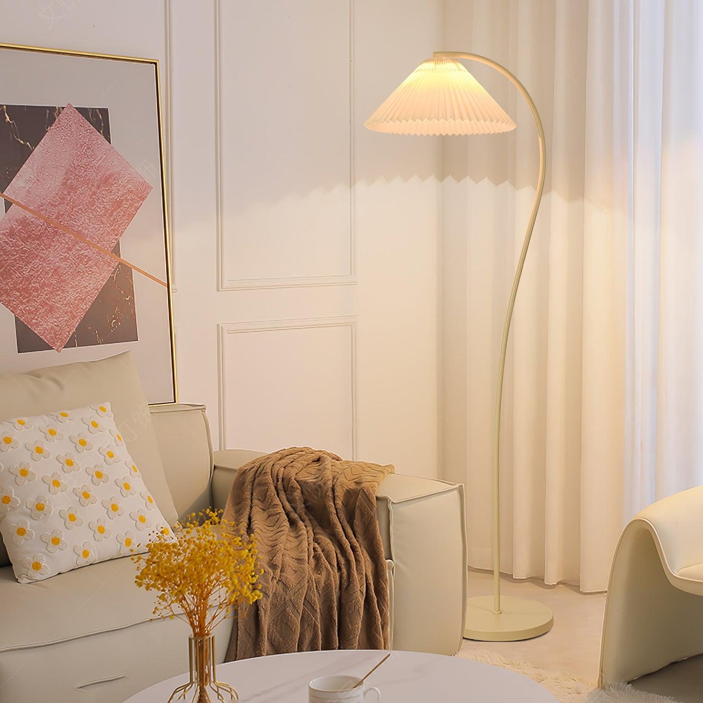 Crescini Pleated Floor Lamp - Adjustable Brightness & Elegant Design