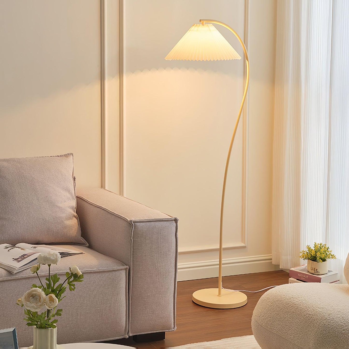 Crescini Pleated Floor Lamp - Adjustable Brightness & Elegant Design