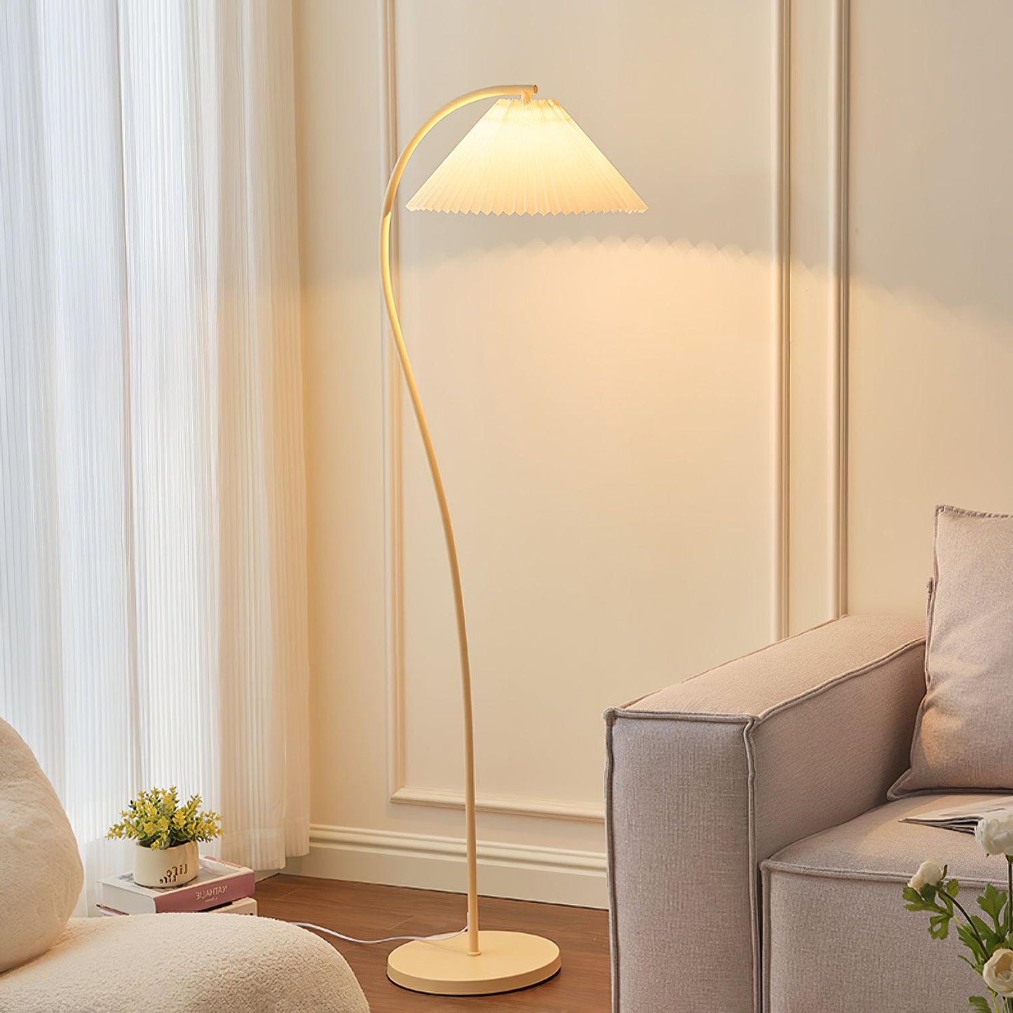 Crescini Pleated Floor Lamp - Adjustable Brightness & Elegant Design
