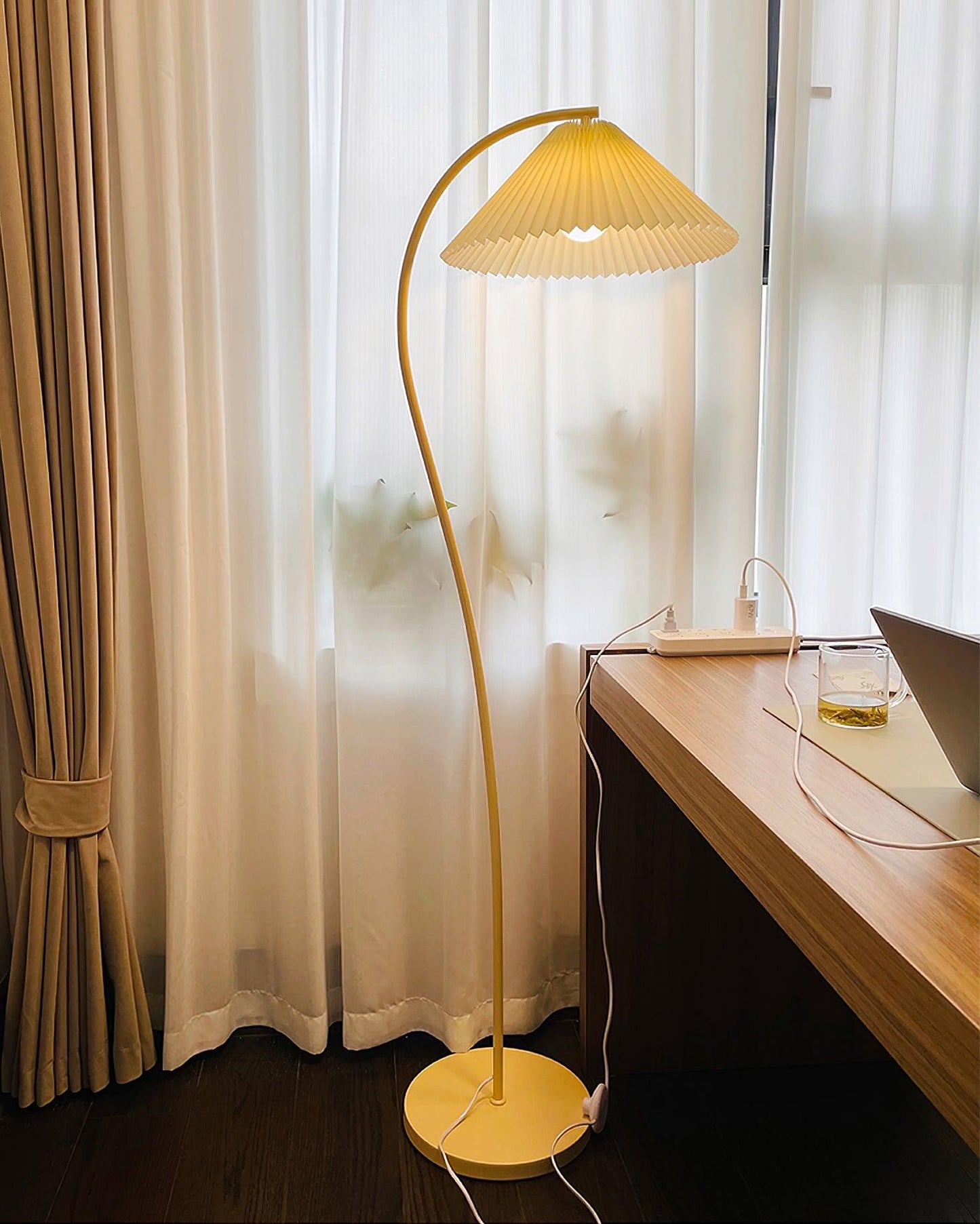 Crescini Pleated Floor Lamp - Adjustable Brightness & Elegant Design