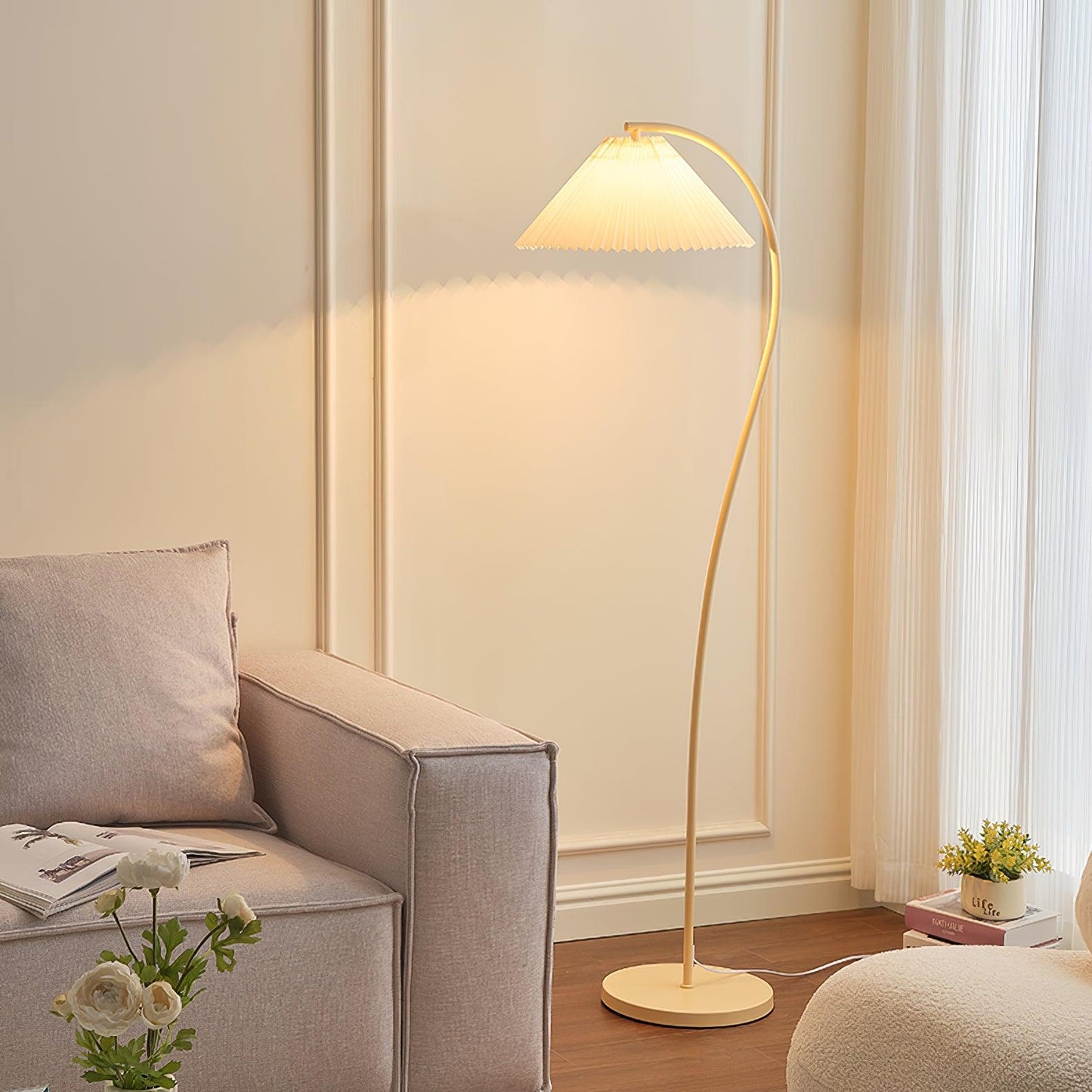 Crescini Pleated Floor Lamp - Adjustable Brightness & Elegant Design