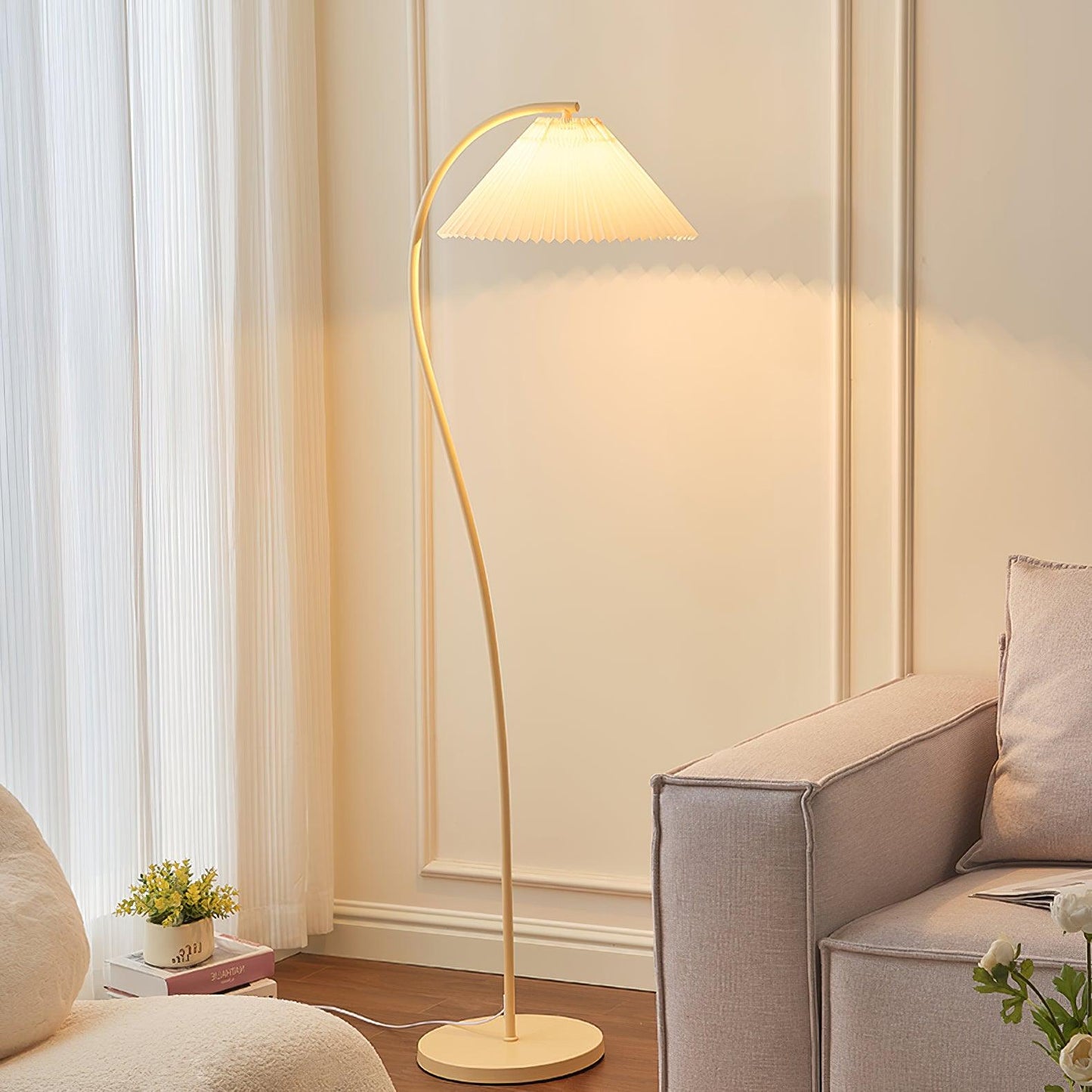 Crescini Pleated Floor Lamp - Adjustable Brightness & Elegant Design
