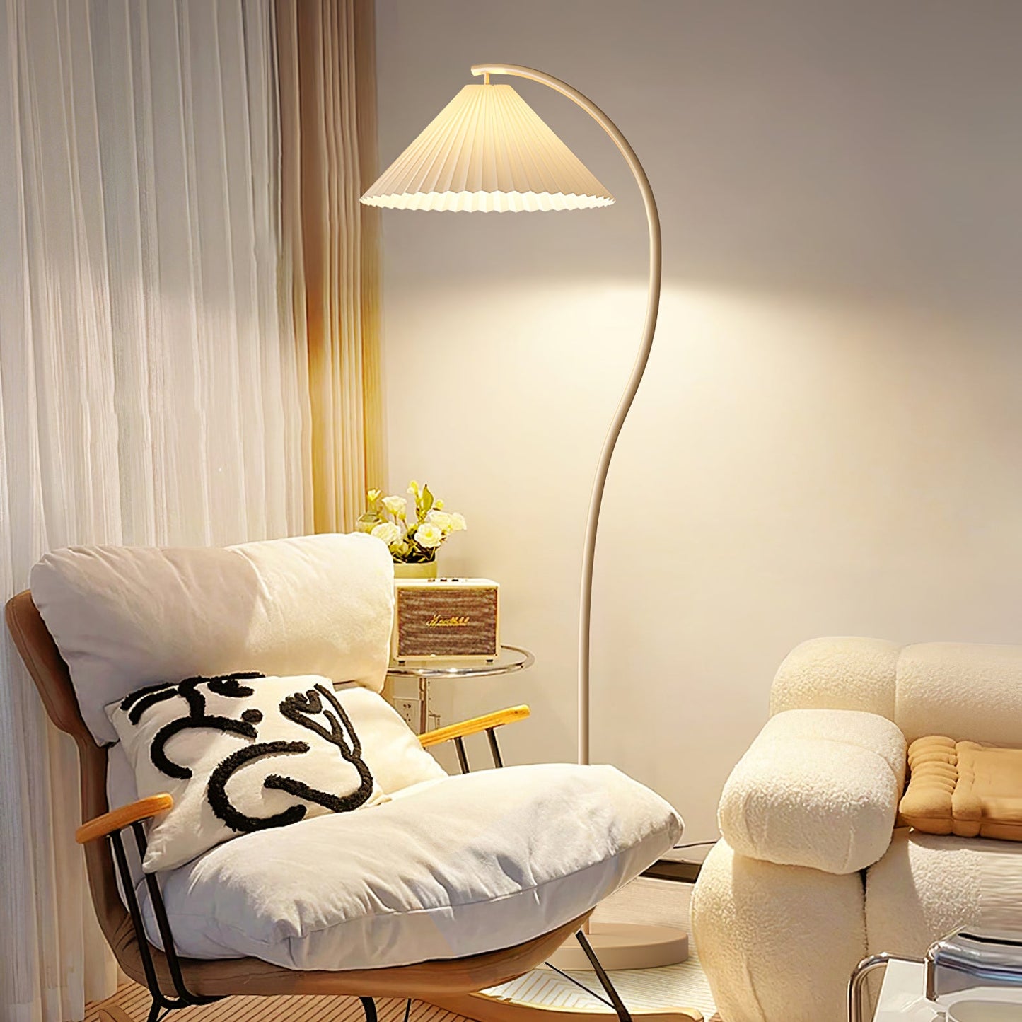 Crescini Pleated Floor Lamp - Adjustable Brightness & Elegant Design