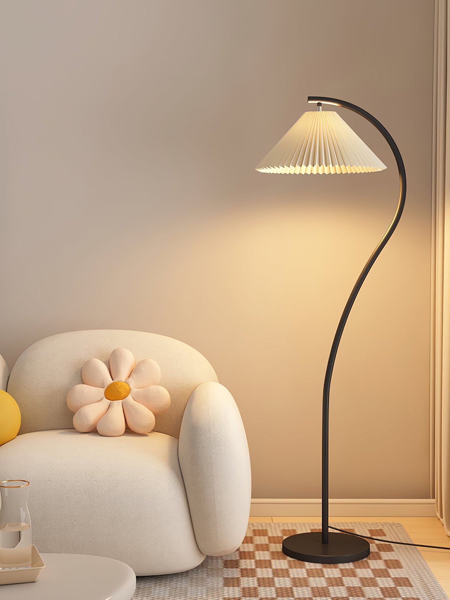 Crescini Pleated Floor Lamp - Adjustable Brightness & Elegant Design