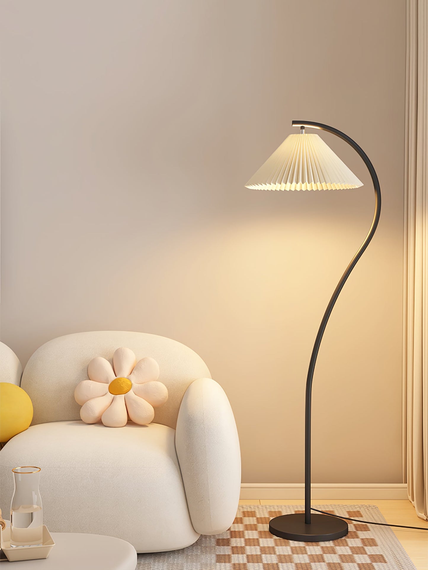 Crescini Pleated Floor Lamp - Adjustable Brightness & Elegant Design