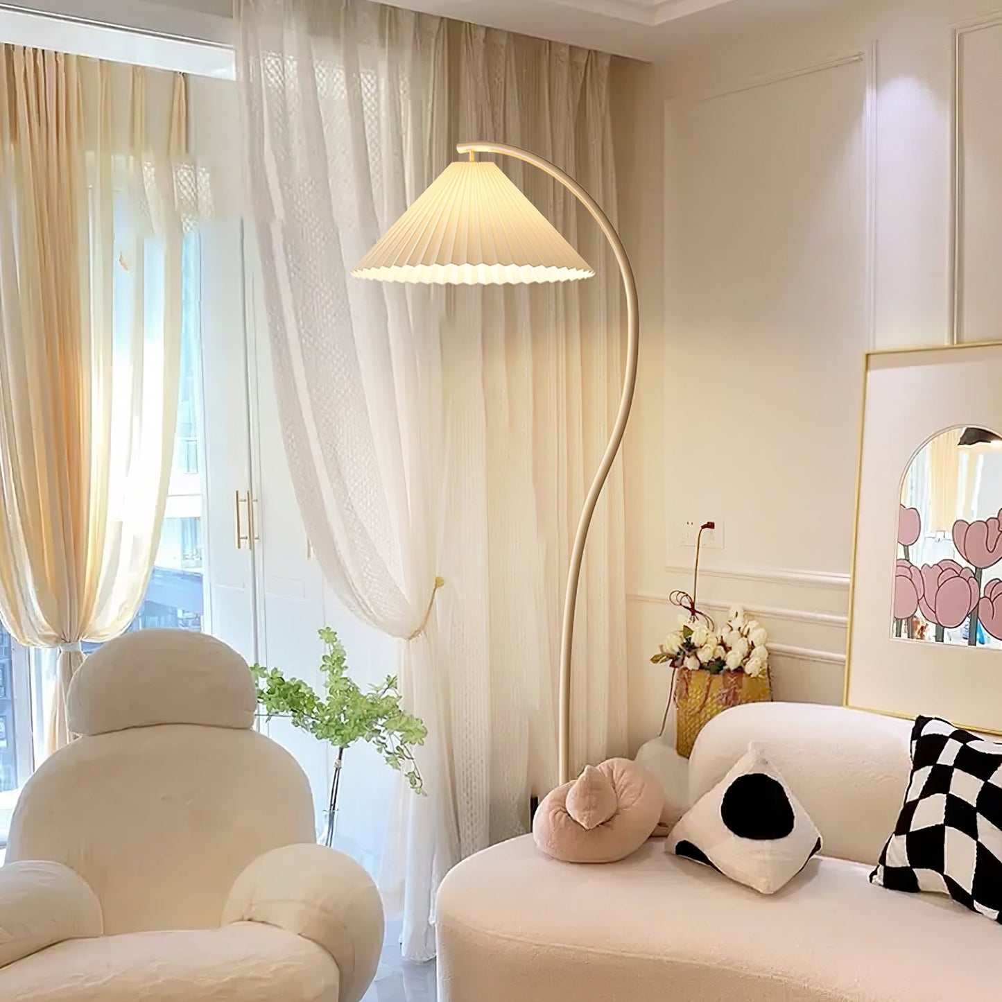 Crescini Pleated Floor Lamp - Adjustable Brightness & Elegant Design