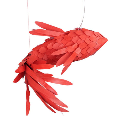 Crimson Swirl Koi Chandelier - Elegant Design with Adjustable Height