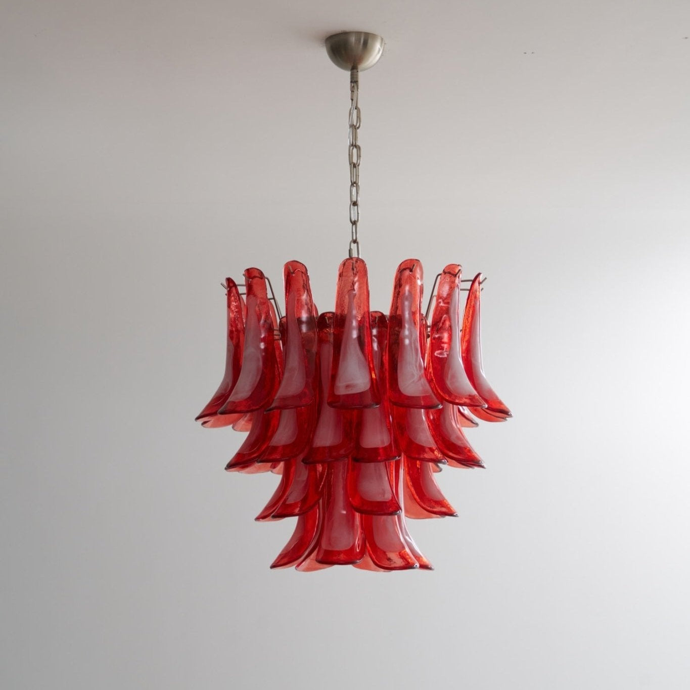Crimson Glass Petals Chandelier - Elegant Design with Adjustable Heigh
