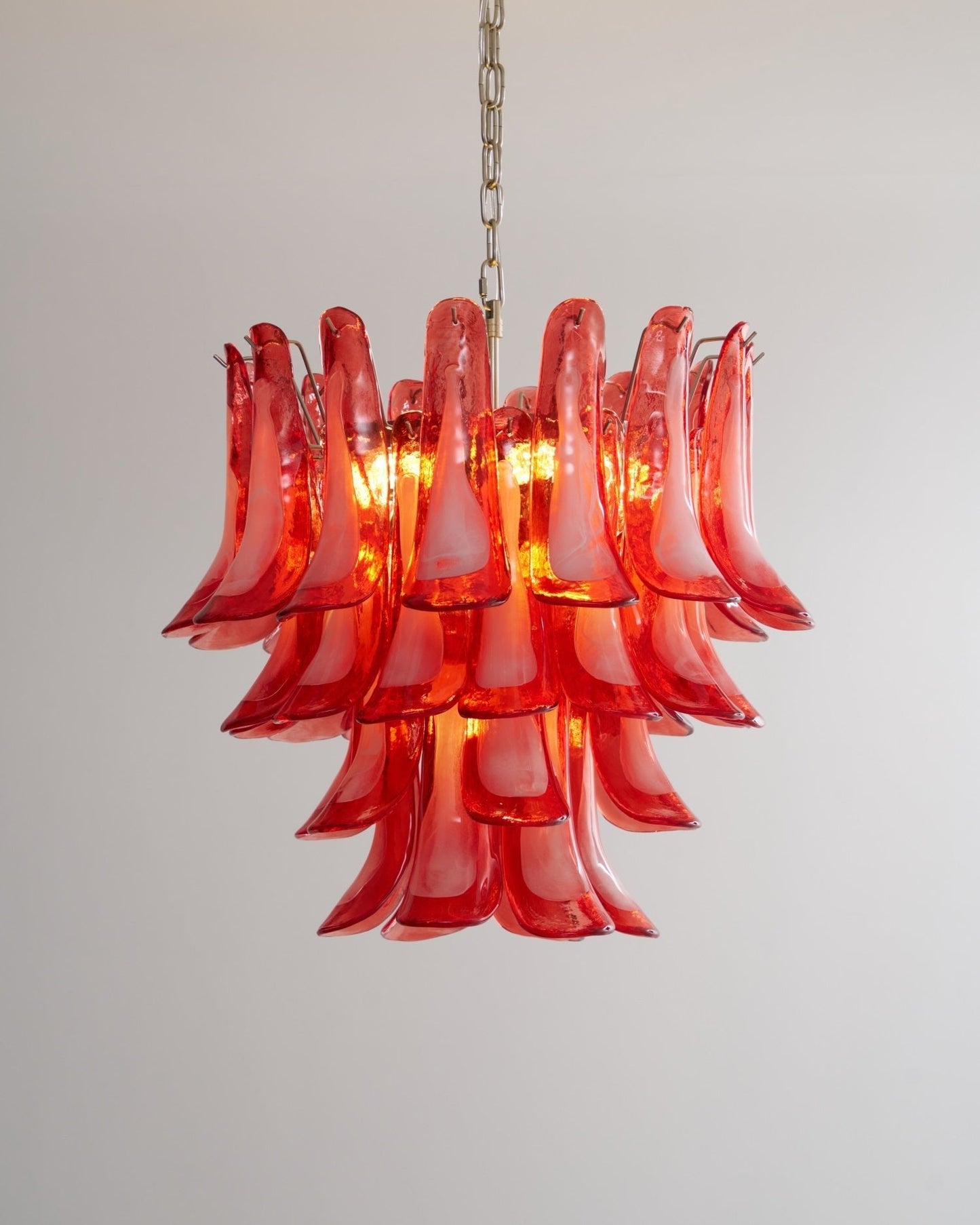 Crimson Glass Petals Chandelier - Elegant Design with Adjustable Heigh