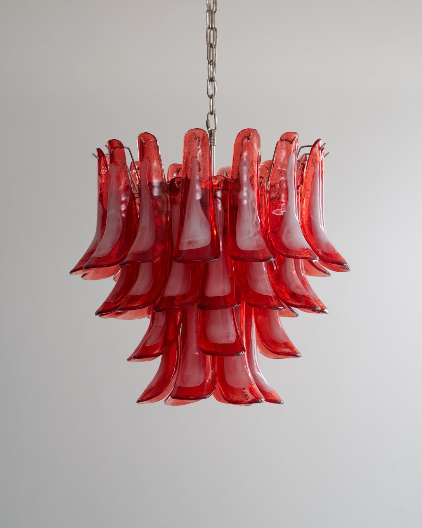 Crimson Glass Petals Chandelier - Elegant Design with Adjustable Heigh