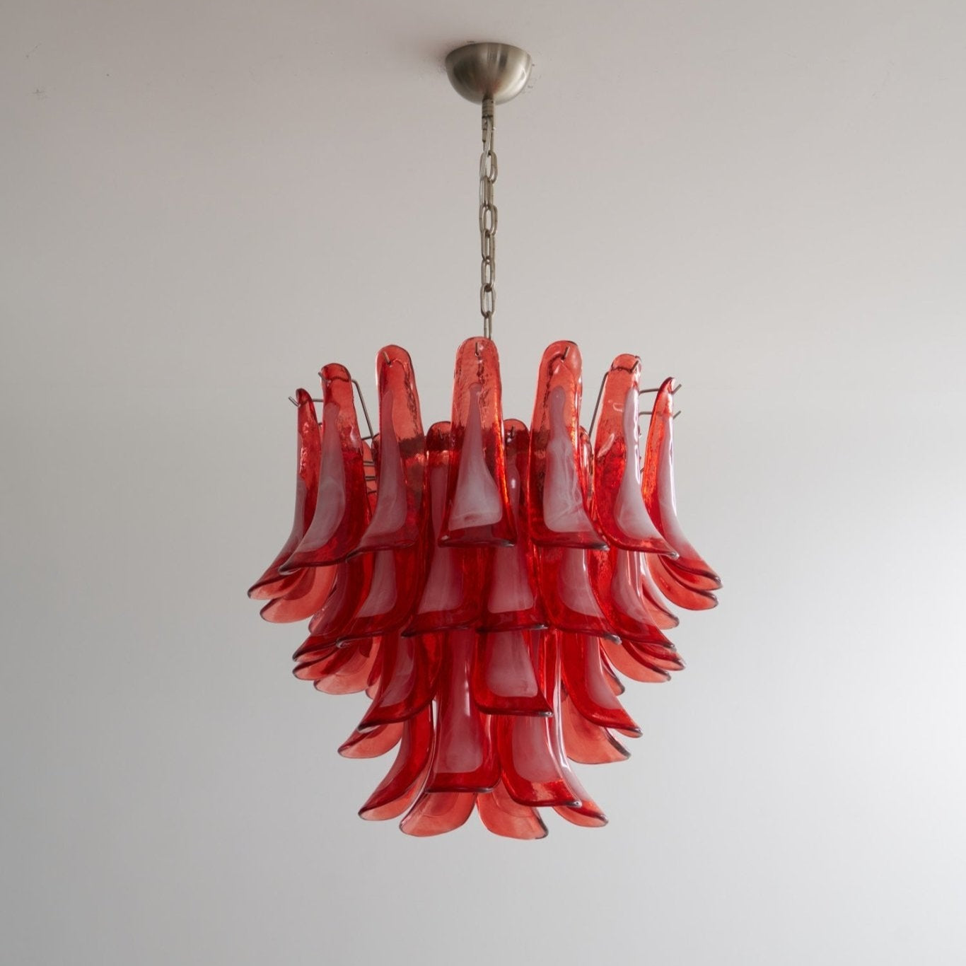 Crimson Glass Petals Chandelier - Elegant Design with Adjustable Heigh