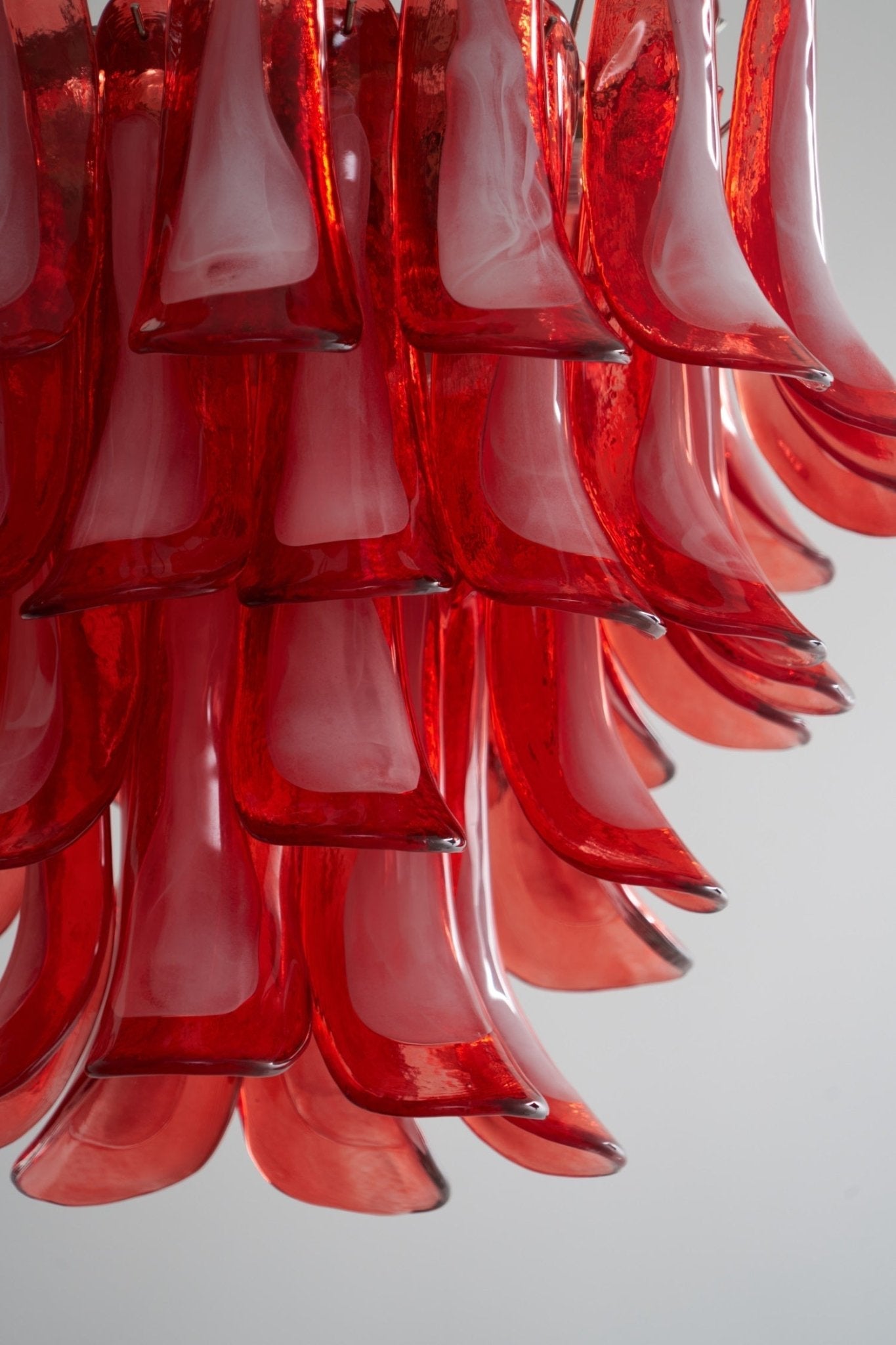 Crimson Glass Petals Chandelier - Elegant Design with Adjustable Heigh