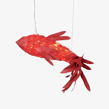 Crimson Swirl Koi Chandelier - Elegant Design with Adjustable Height