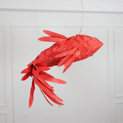 Crimson Swirl Koi Chandelier - Elegant Design with Adjustable Height