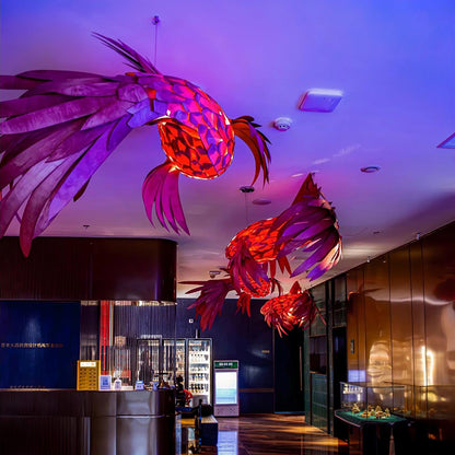 Crimson Swirl Koi Chandelier - Elegant Design with Adjustable Height