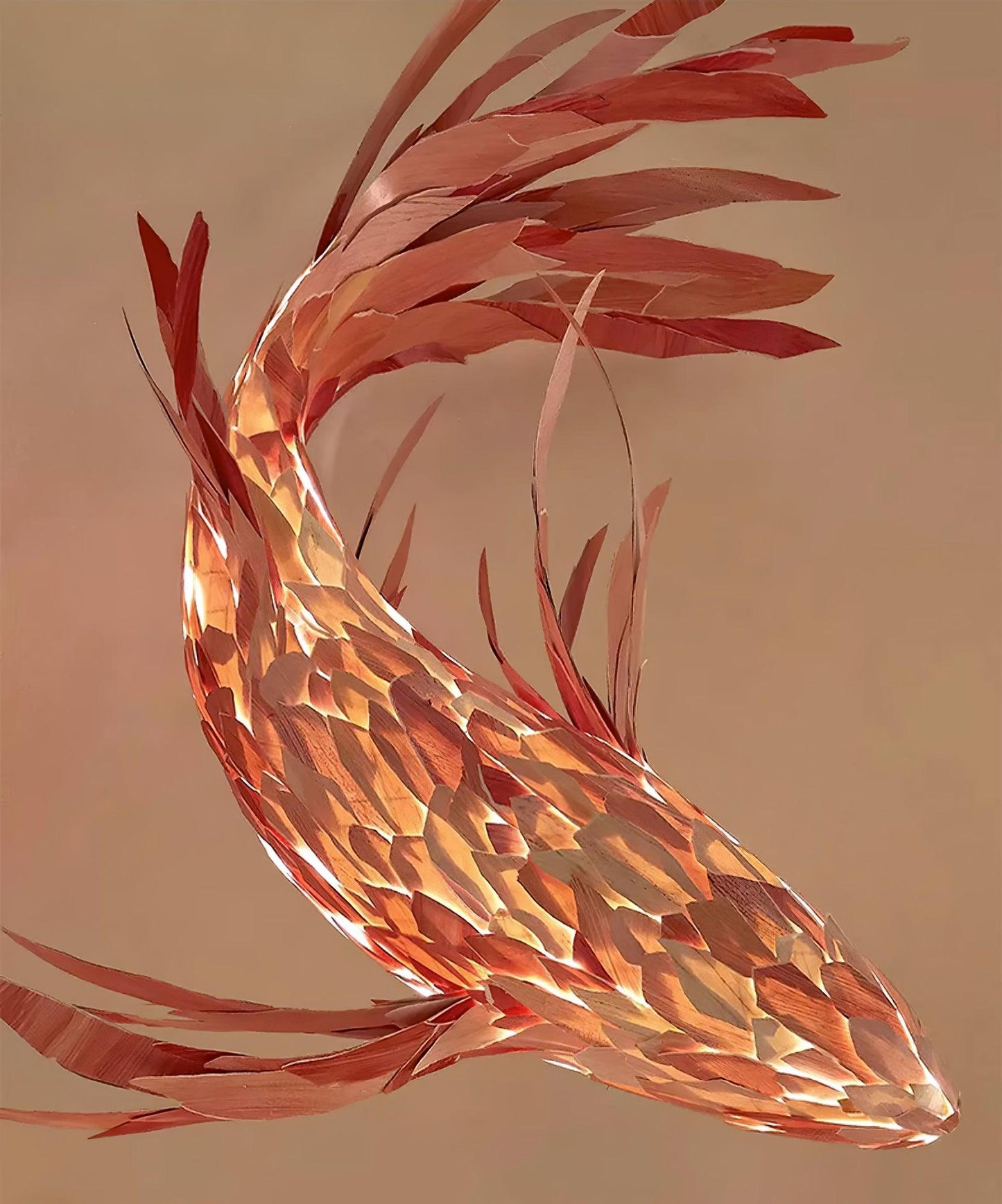 Crimson Swirl Koi Chandelier - Elegant Design with Adjustable Height