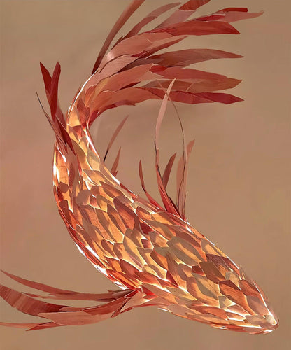 Crimson Swirl Koi Chandelier - Elegant Design with Adjustable Height