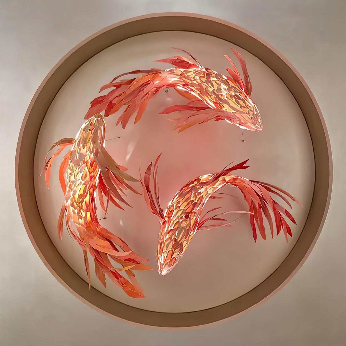 Crimson Swirl Koi Chandelier - Elegant Design with Adjustable Height