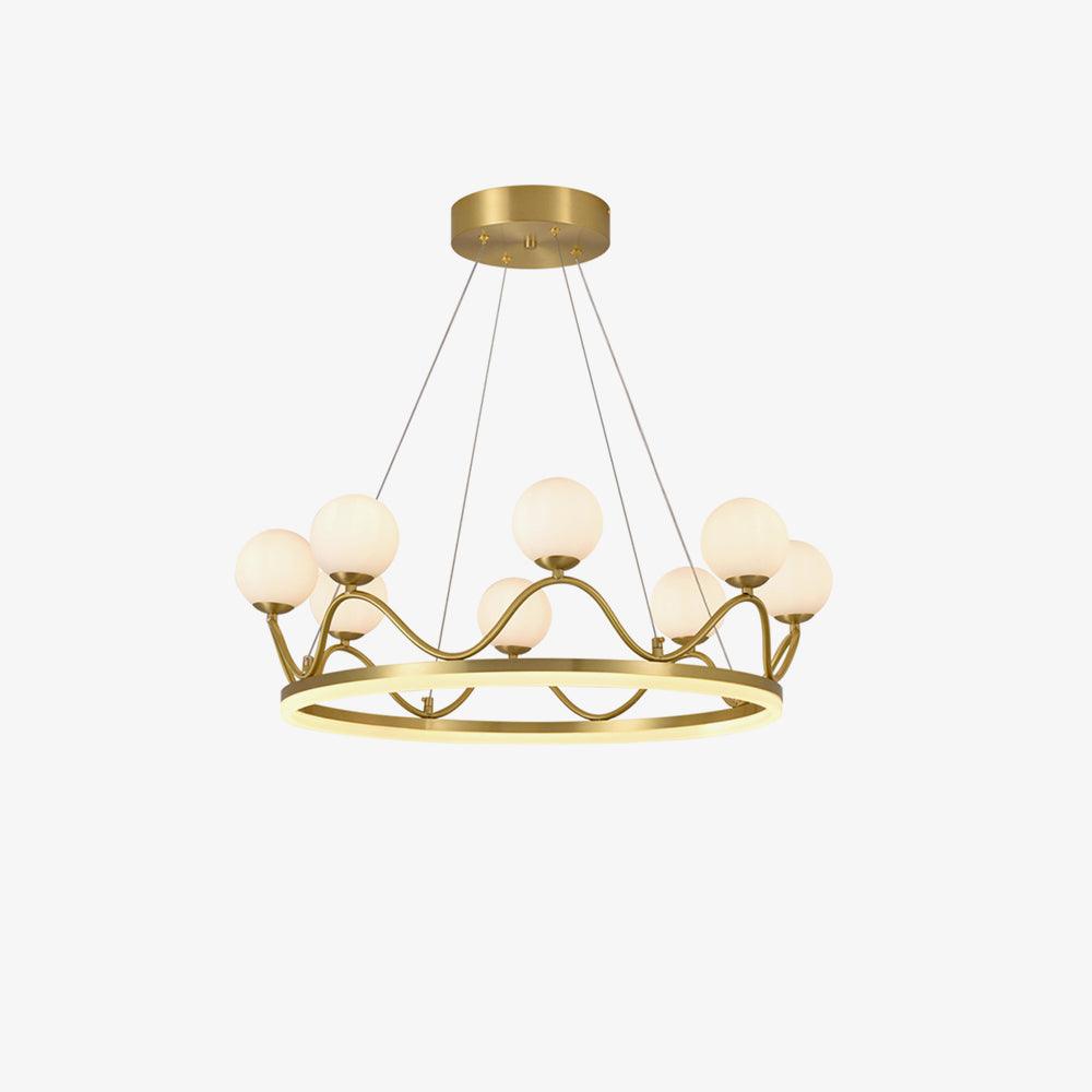 Elegant Crown Brass Chandelier - 5 Light Design with Adjustable Height