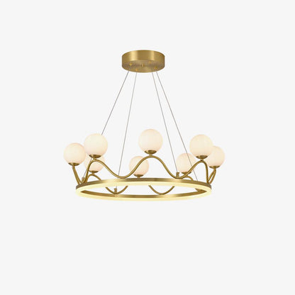 Elegant Crown Brass Chandelier - 5 Light Design with Adjustable Height