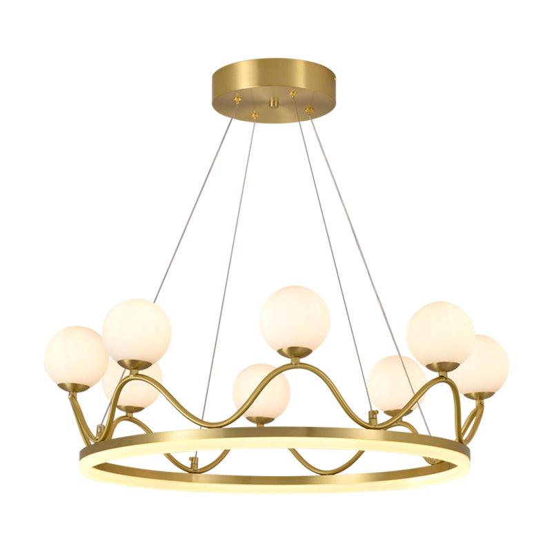 Elegant Crown Brass Chandelier - 5 Light Design with Adjustable Height