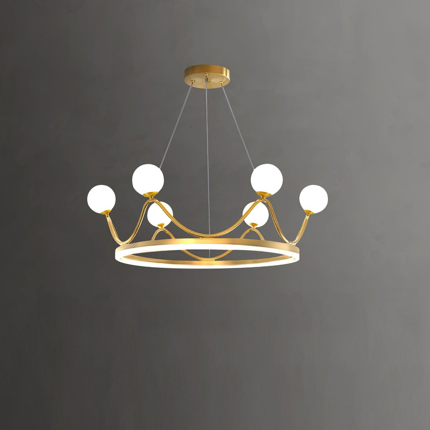 Elegant Crown Brass Chandelier - 5 Light Design with Adjustable Height