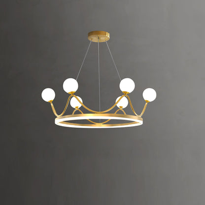 Elegant Crown Brass Chandelier - 5 Light Design with Adjustable Height