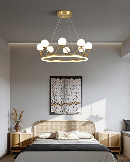Elegant Crown Brass Chandelier - 5 Light Design with Adjustable Height