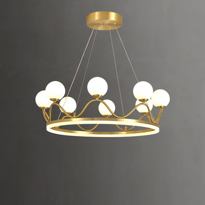 Elegant Crown Brass Chandelier - 5 Light Design with Adjustable Height