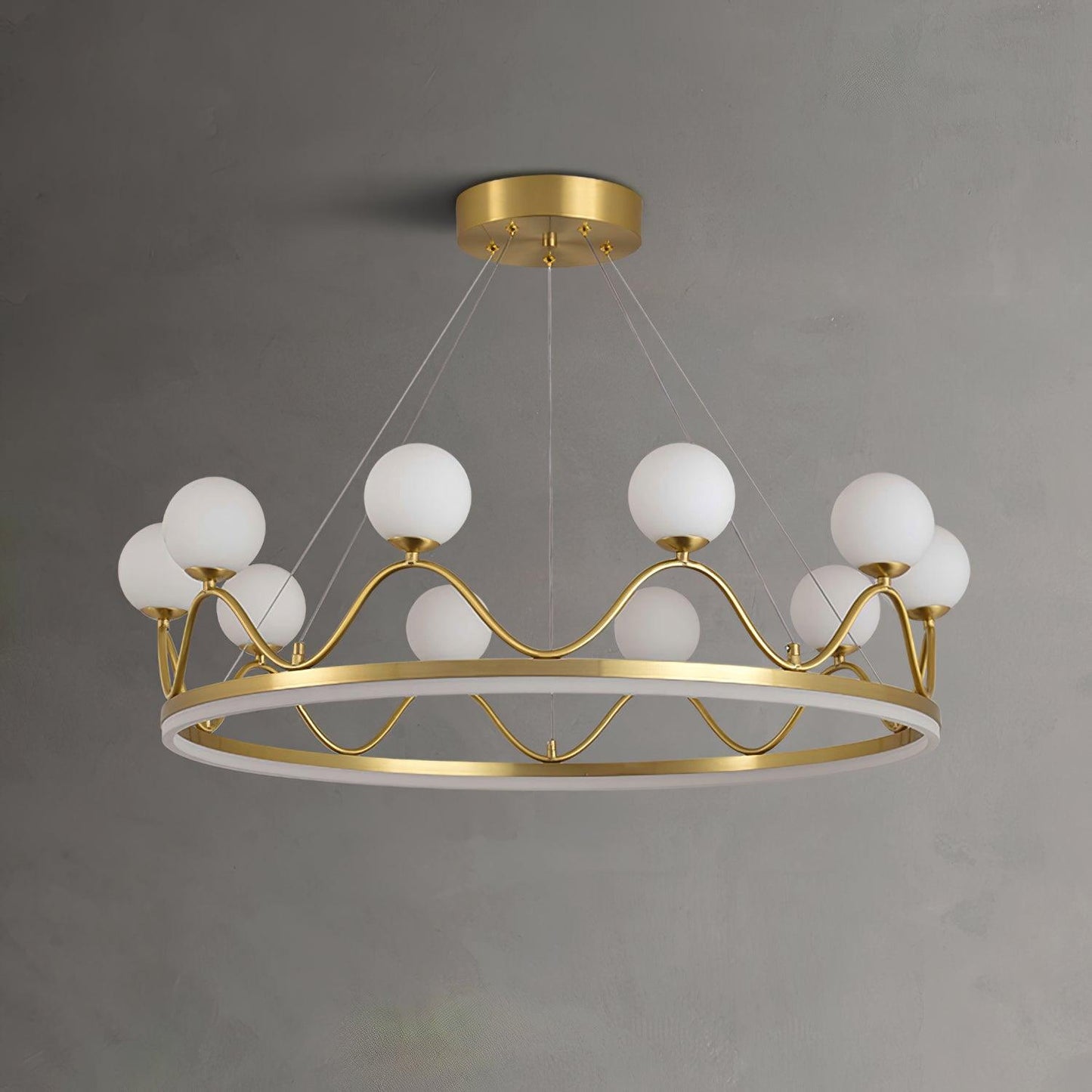 Elegant Crown Brass Chandelier - 5 Light Design with Adjustable Height
