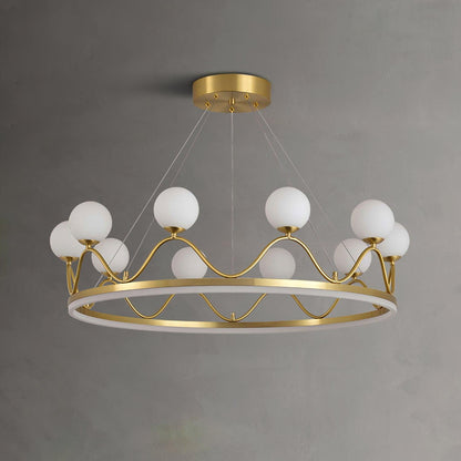 Elegant Crown Brass Chandelier - 5 Light Design with Adjustable Height