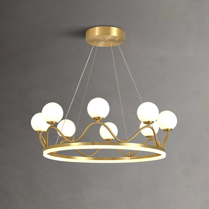 Elegant Crown Brass Chandelier - 5 Light Design with Adjustable Height